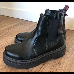Leather platform boots